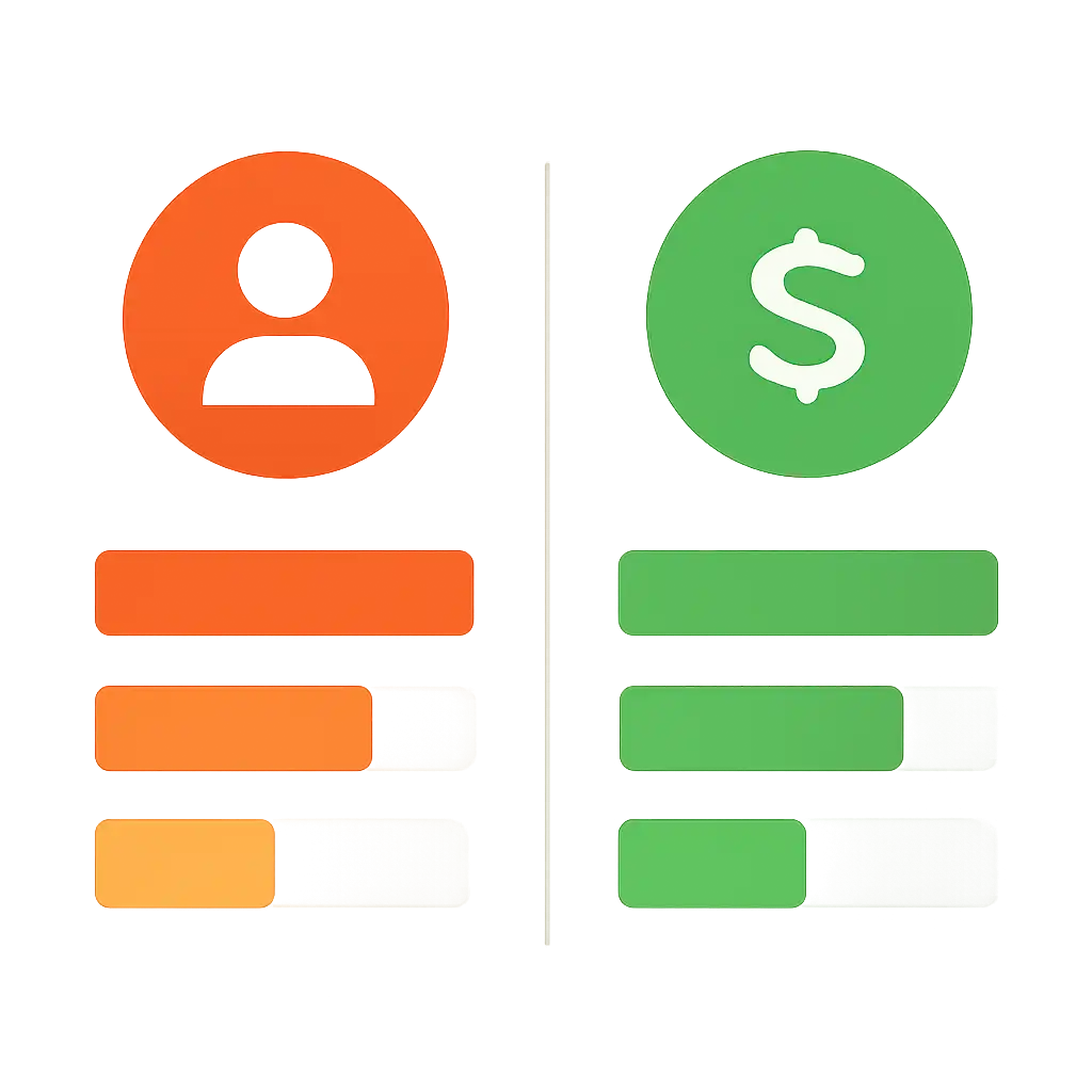 Infographic comparing options using coloured bars and icons only, no text or labels, flat design, Sikkim Game